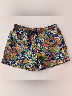 Zara Boys Navy Floral Swim Trunks - Multicolor Floral Print